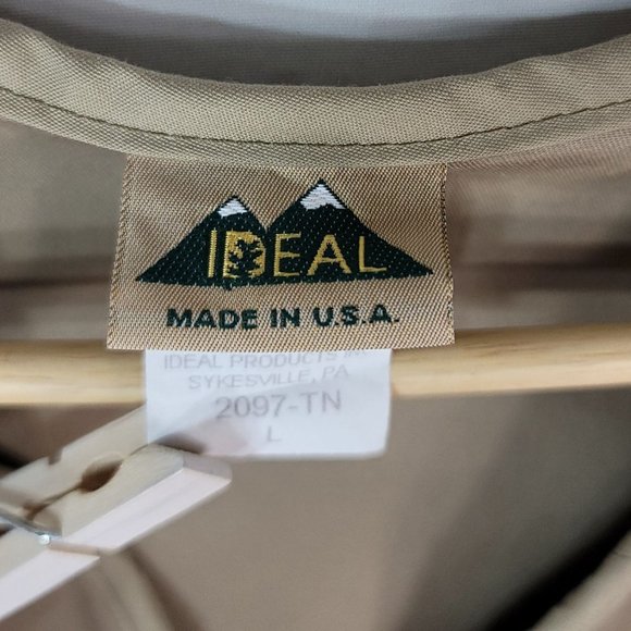 Ideal Utility Vest Brown Khaki Large Pockets Zip USA Made Photo Hunting Hiking - Picture 8 of 9